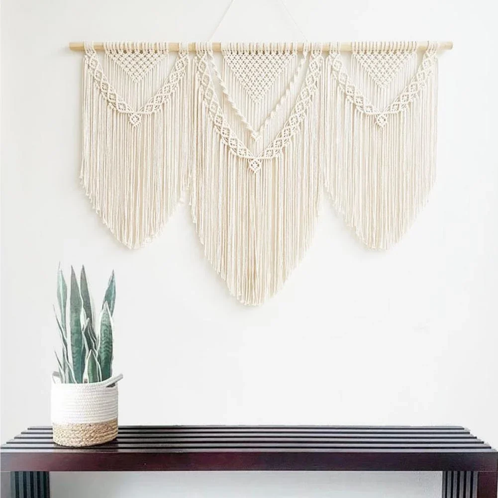 

Large Macrame Wall Hanging Tapestry Bohemian Style Handwoven Cotton Rope Easy To Install Curtain Boho Wedding Backdrop Tapestry