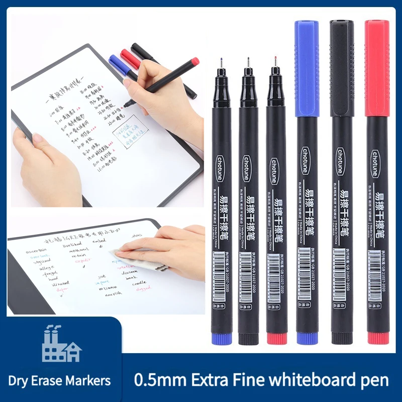 Ultra Fine Tip,0.5mm 3colors Erasable Whiteboard Markers For