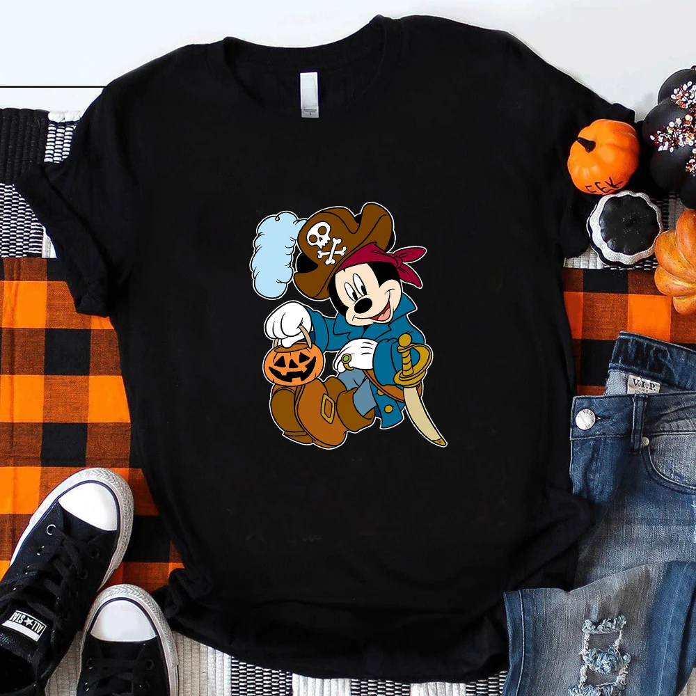 

Mickey Halloween Clothes For Women Disney Black Harajuku T--shirt Short Sleeve Streetwear Fun Fashion Holiday Shirt Dropship