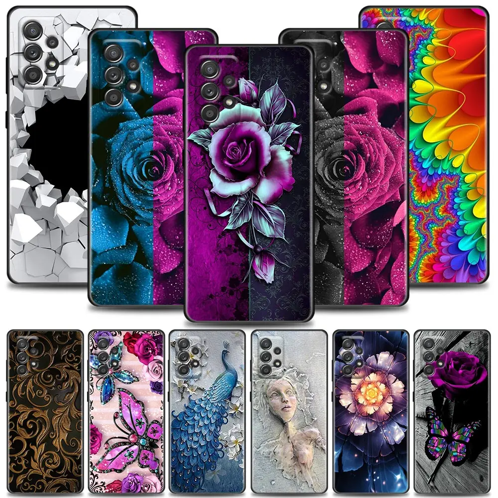 

Phone Case for Samsung A01 A02 A03s A11 A12 A13 A21s A22 A31 A32 A41 A42 A51 4G 5G TPU Case 3D Emboss Flower