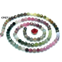onevan natural colorful tourmaline faceted round beads 4 0 2mm loose stone diy bracelet necklace jewelry making design