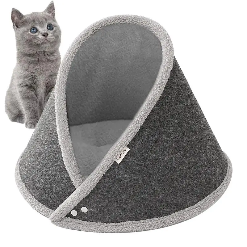 

Soft Felt Cat Bed Detachable Washable Cave Sleeping Bag Basket Semi Enclosed Cat Hiding Nest Cat House Small Cat Pet Supplies