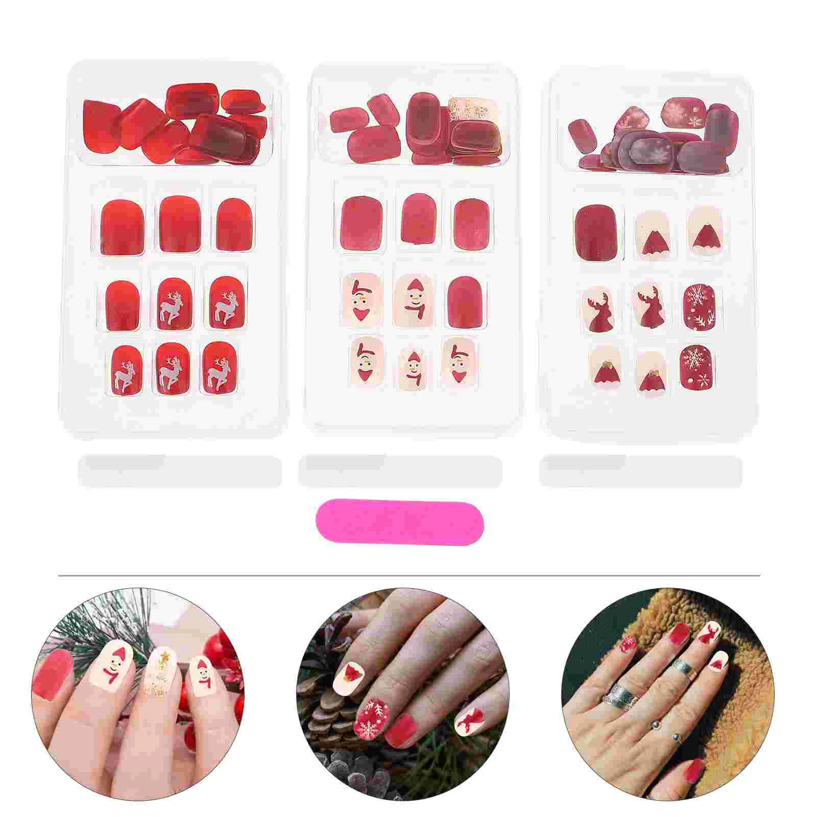 

72Pcs False Nails Xmas Winter DIY Christmas Party Supplies Nails Manicure Decoration