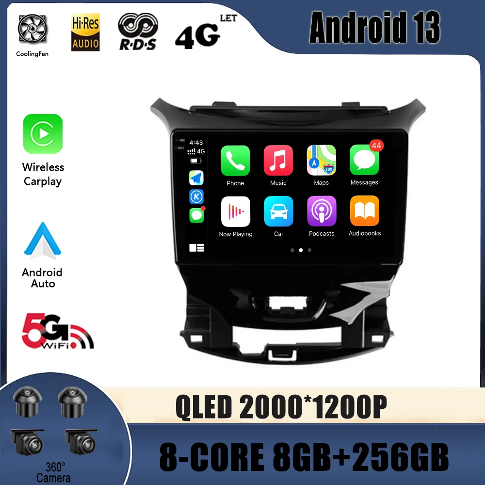 

Автомагнитола, мультимедийный видеоплеер с GPS для Chevrolet Cruze 2 2015-2023, Android 13, навигация, DVD-плеер No 2 Din