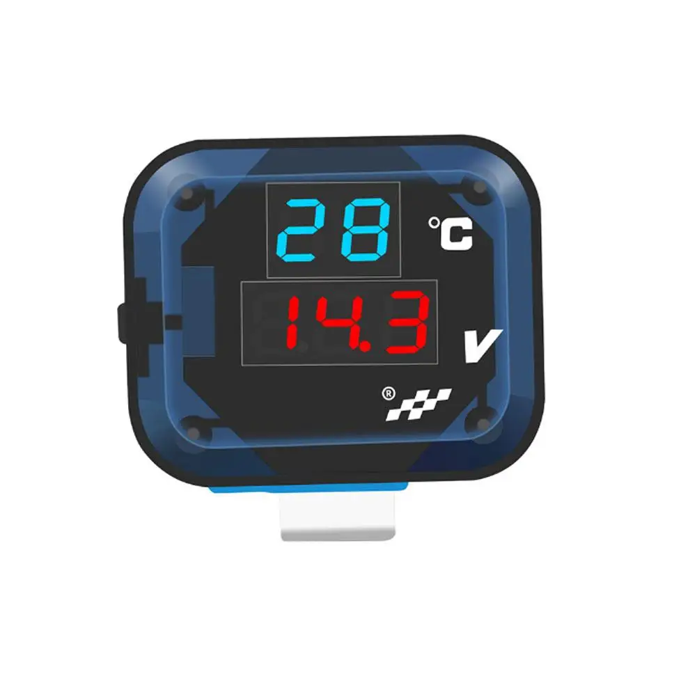 

3-in-1 Thermometer Gauge Led Voltmeter With Usb Charger Motorcycle Voltage Temperature Meter Modified Electronic Meter 12-24v