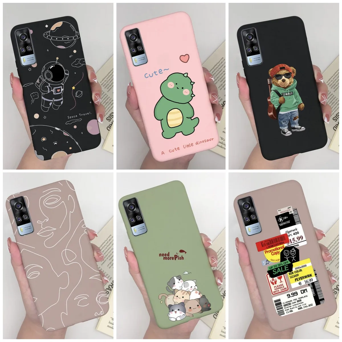 Чехол для vivo Y31 2021, Мягкая силиконовая задняя крышка, милые чехлы с динозавром для Vivo Y51a Y51 2020 декабрь Y 51 A Vivo Y31, чехол для телефона s