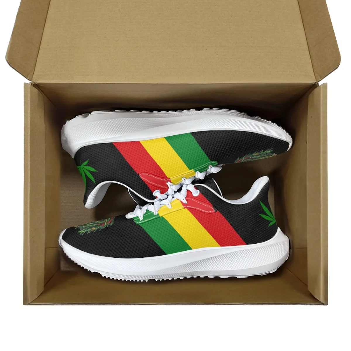Jamaica Rastafari Flag Pattern Female Flat Shoes Comfortable Sneakers for Women Lace Up Footwear Flex Control Zapatillas Mujer