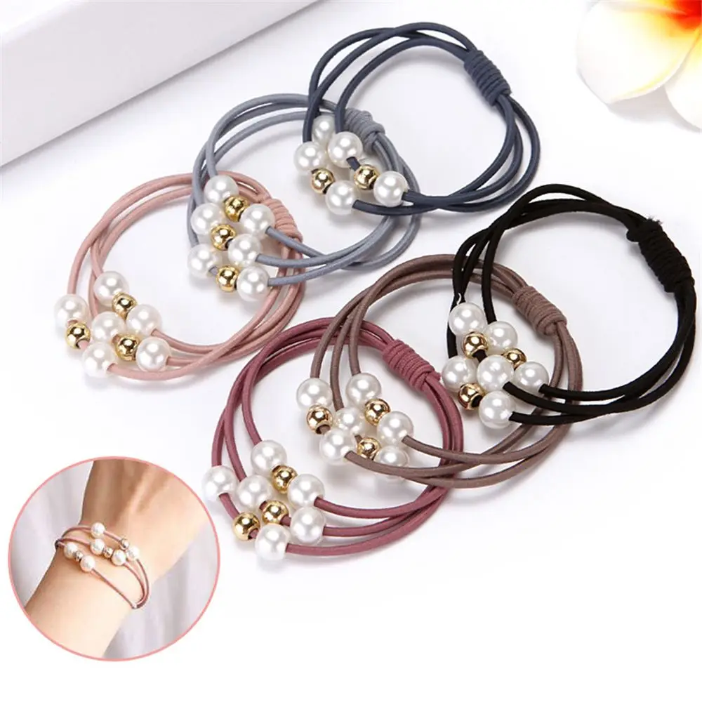 

Gift Girl Hair Accessories Women Hair Tie Rope Pearl Hair Ring 3 in 1