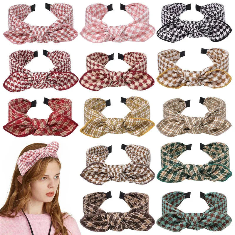 

Women Geometric Plaid Striped Wide Hairband Hair Hoop with Bow Tie Headband Head Wrap Band Headwear Hair Accessories