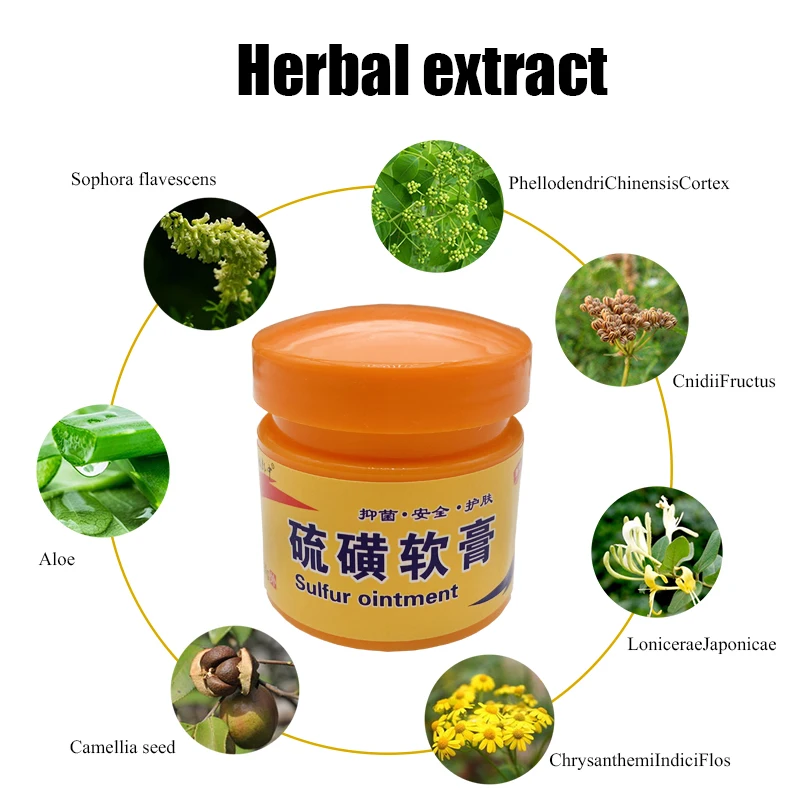 

20g Sulfur Cream Skin Antibacterial Ointment Dermatitis Eczema Health Antipruritic Dressing Body Scabies Repair Care Balm