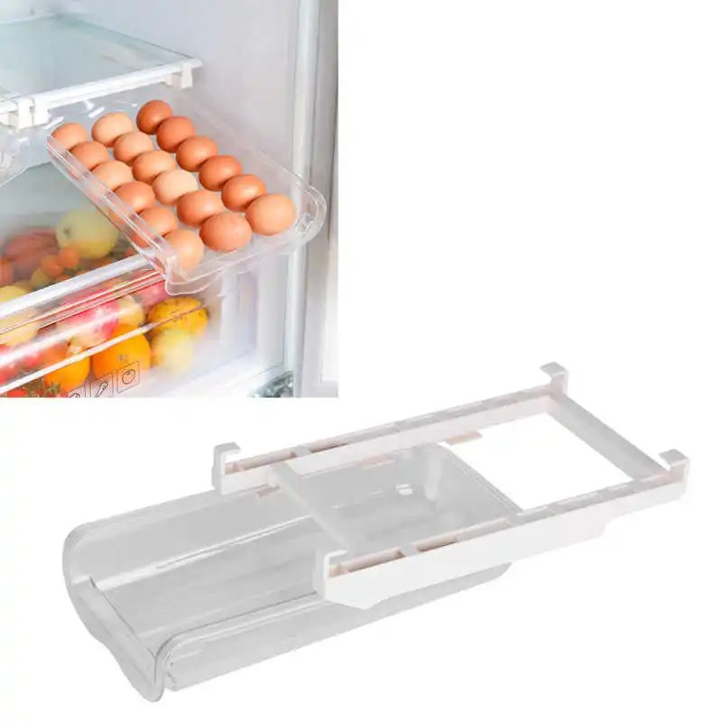 

14‑Grid Pull‑Out Egg Storage Box with 4 Hook Egg Storage Container for Refrigerator
