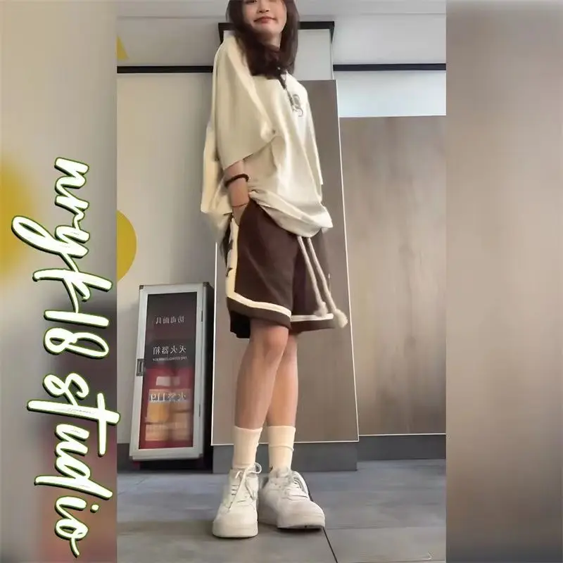 Wakamono American Shorts Women's Summer Cropped Pants 2023 New Hip Hop Capris Casual Sports Baggy Black Shorts Short Sporty