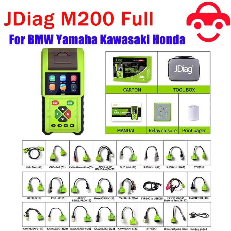 В наличии JDiag M200 Полная версия мотоцикла Диагностический сканер OBD2 Moto Устройство