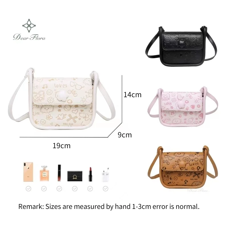 Girls Cute Fashion Ins Style Printed Shoulder Bags Women Square Kawaii Casual Versatile Portable Commute Messenger Crossbody Bag