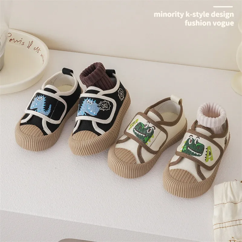 

Кеды Детские с принтом динозавров, мягкие кроссовки с крючком, Повседневная модная обувь для мальчиков и девочек, осень