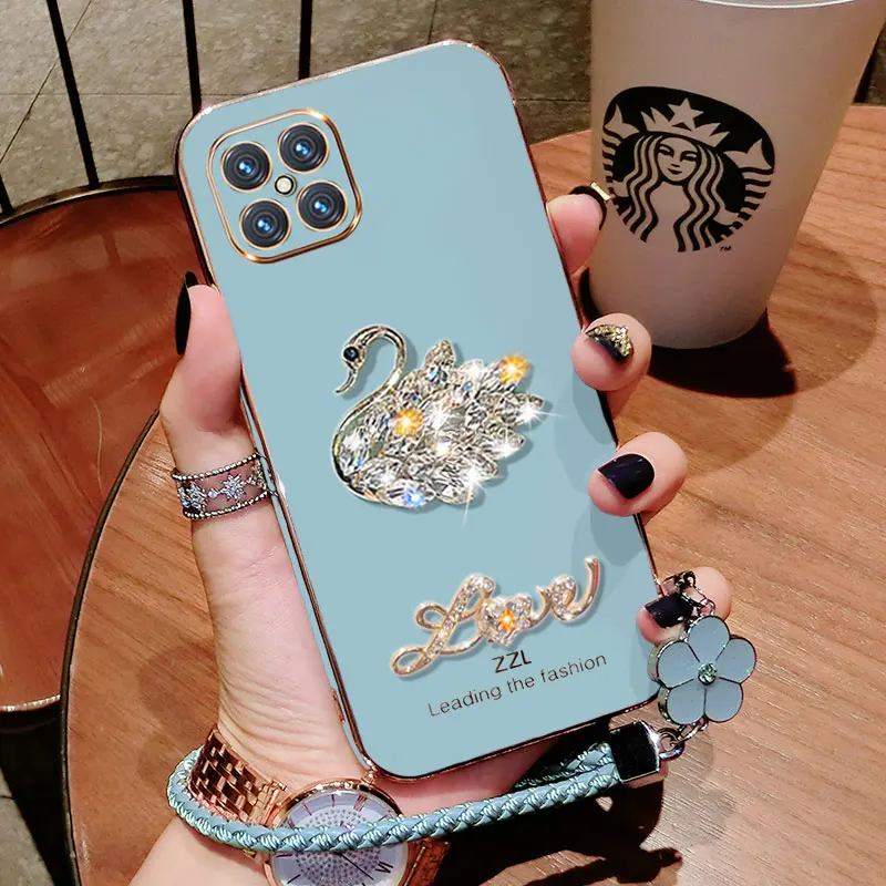 Чехол для Honor X8 с кристаллами лебедя Huawei x8 2022 X8a x7a x7 x5 x6 x9 противоударный защитный