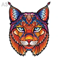 wooden animal puzzles jigsaw for adults kids mysterious lynx a3 a4 a5 puzzle holiday gift interactive games toy wood jigsaw