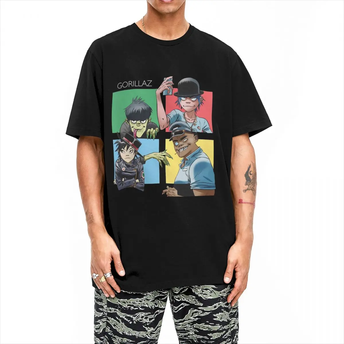 Мужская хлопковая футболка с коротким рукавом и круглым вырезом