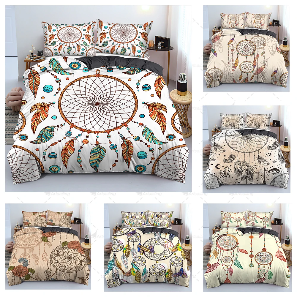 Classic 3D Design Custom Bohemian Dream Bedding Set King Queen Size Ethnic Catcher Quilt Cover with Pillowcase Home Textile
