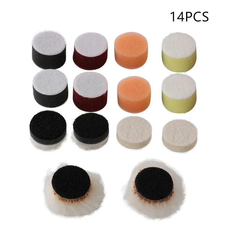 

14PCS 1 Inch Buffing Sponge Pad Set Small Area Detail Polished Sponge Plate Back Plush Sponge Pad for Car Polisher Polishing Kit