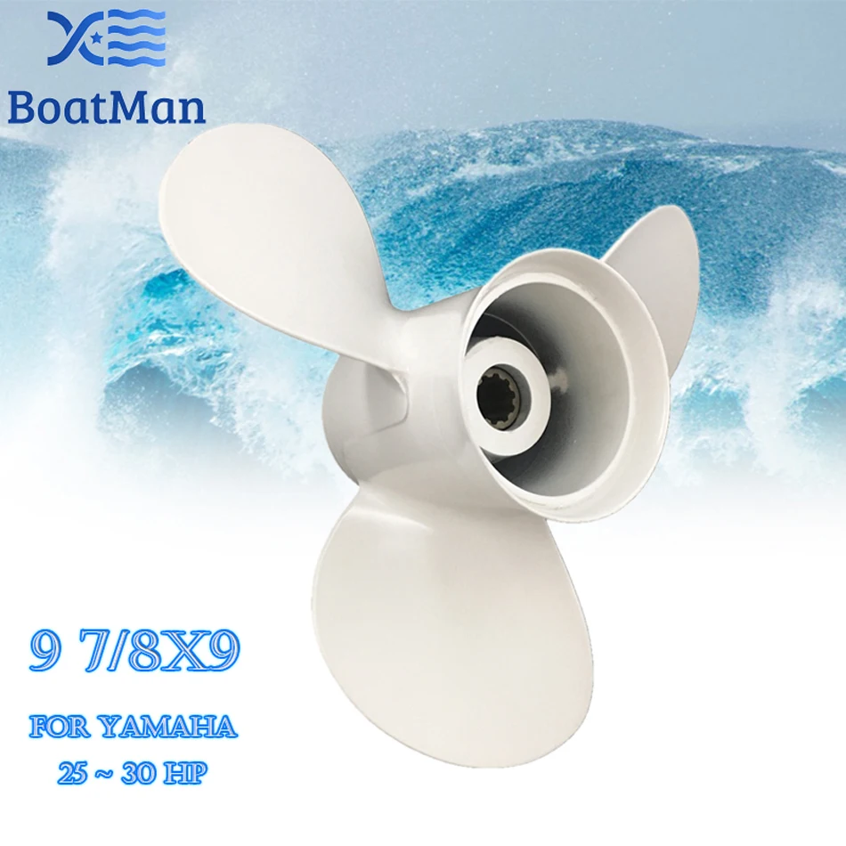 BOATMAN Propeller Boat 9 7/8x9 For Yamaha Outboard Engine 20HP 25HP F25HP 4-Stroke 30HP Aluminum 10 Tooth Spline 664-45941-01-EL