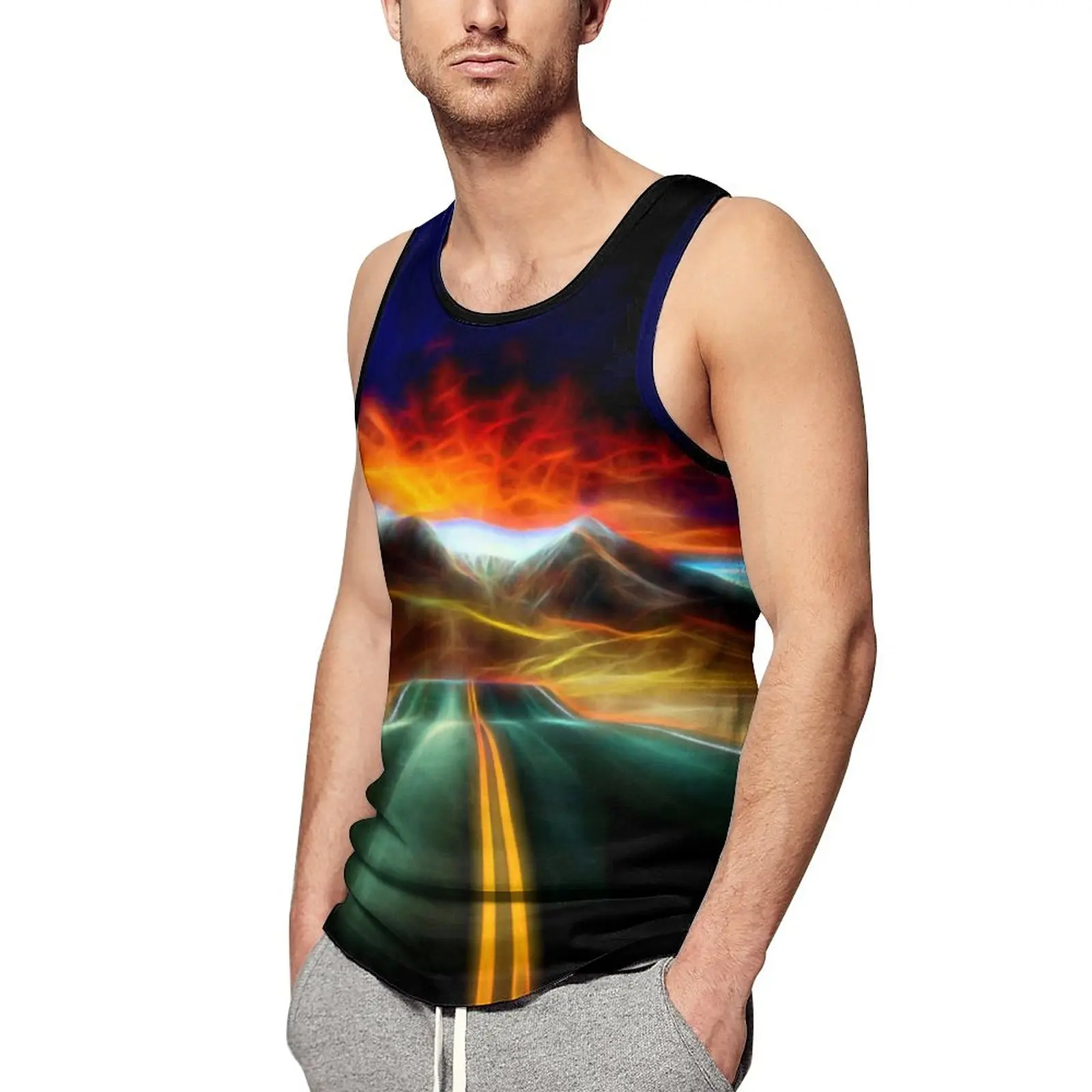 

Майка мужская с графическим принтом, топ без рукавов, винтажный Топ для тренировок, майка в стиле Фэнтези и гор, большие размеры