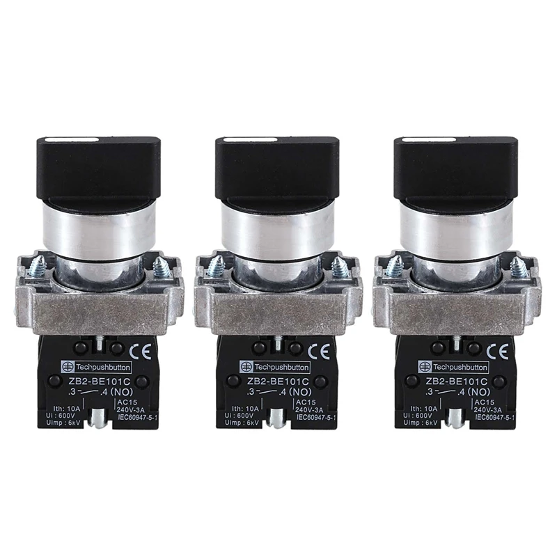

Best 3Pcs 22Mm Latching 2 NO 3-Position Rotary Selector Select Switch ZB2-BE101C Black