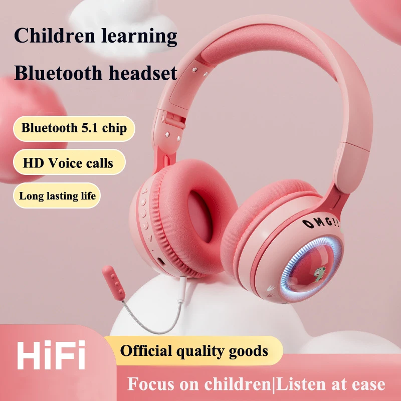 

Child Headphones Cartoon Dinosaur Headset Bluetooth Wireless Headphones for Children Boys Girls Lovely Wireless Headset for Kids
