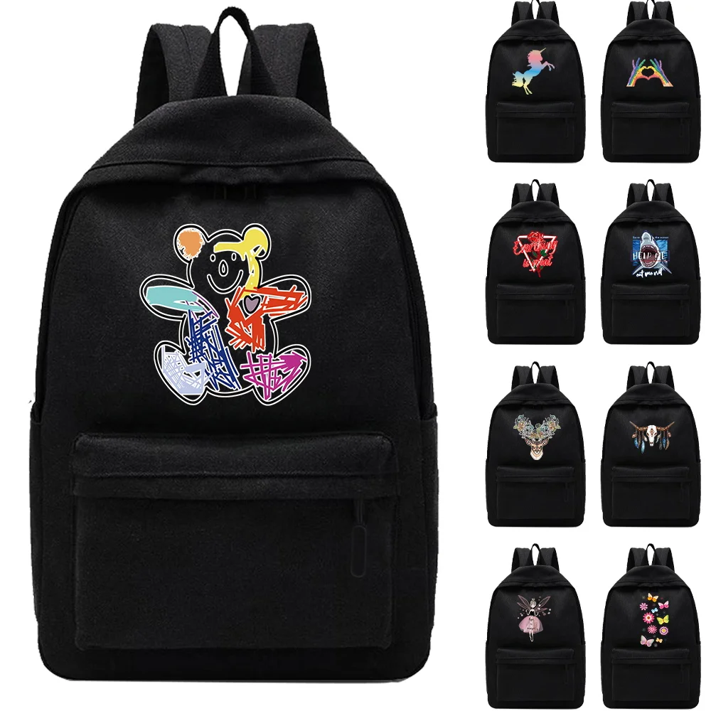

New Women's Backpack Multifunction Double Zipper Teenager Laptop Backpack Student Shoulder Bag Color Bear Korean Style Schoolbag