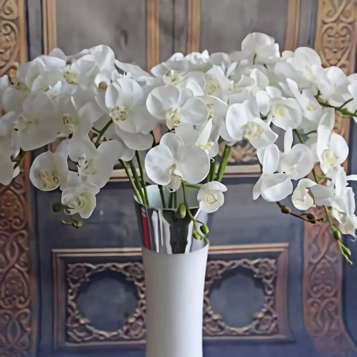 

1PC Silk Butterfly Orchid Artificial Flowers Bouquet For Wedding Home Decoration Real Touch Phalaenopsis Fake Flowers Peony Rose