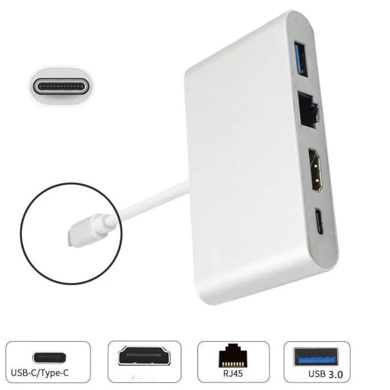 Адаптер-концентратор с Type-C на RJ45 Ethernet 4K HDMI совместимый USB C 3 0 для MacBook HP ENVY13 Samsung S21
