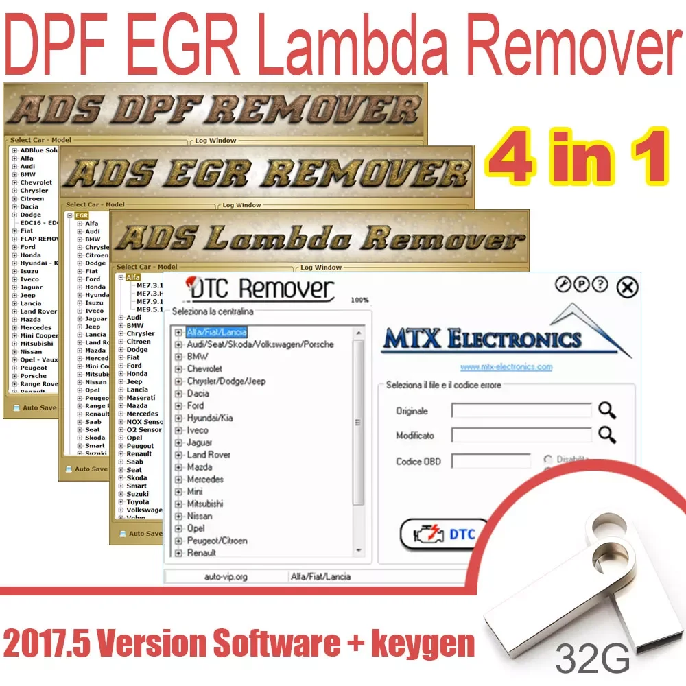 

version Full 2017.5 Version car Software + Unlock keygen 4 in 1 (ADS DPF +ADS EGR +ADS Lambda +DTC remover ) Professional