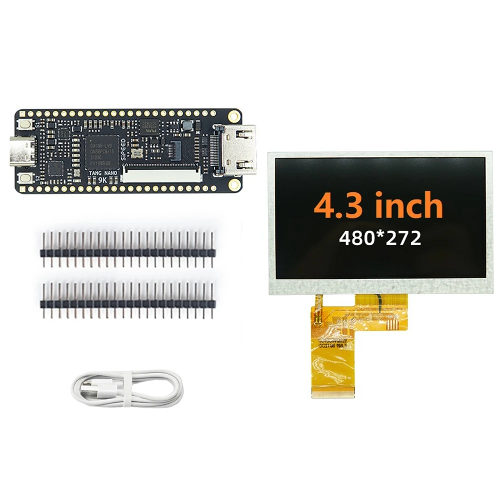 

Для Sipeed Tang Nano 9K FPGA макетная плата + 4,3 дюймовый комплект ЖК-экрана GOWIN GW1NR-9 HD с кабелем типа C
