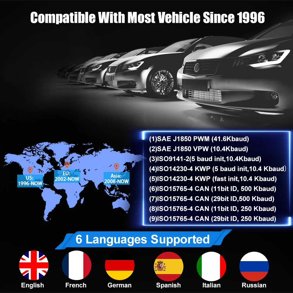 VDIAGTOOL VD10 OBDII Сканер отключения двигателя Считыватель световых кодов Проверка