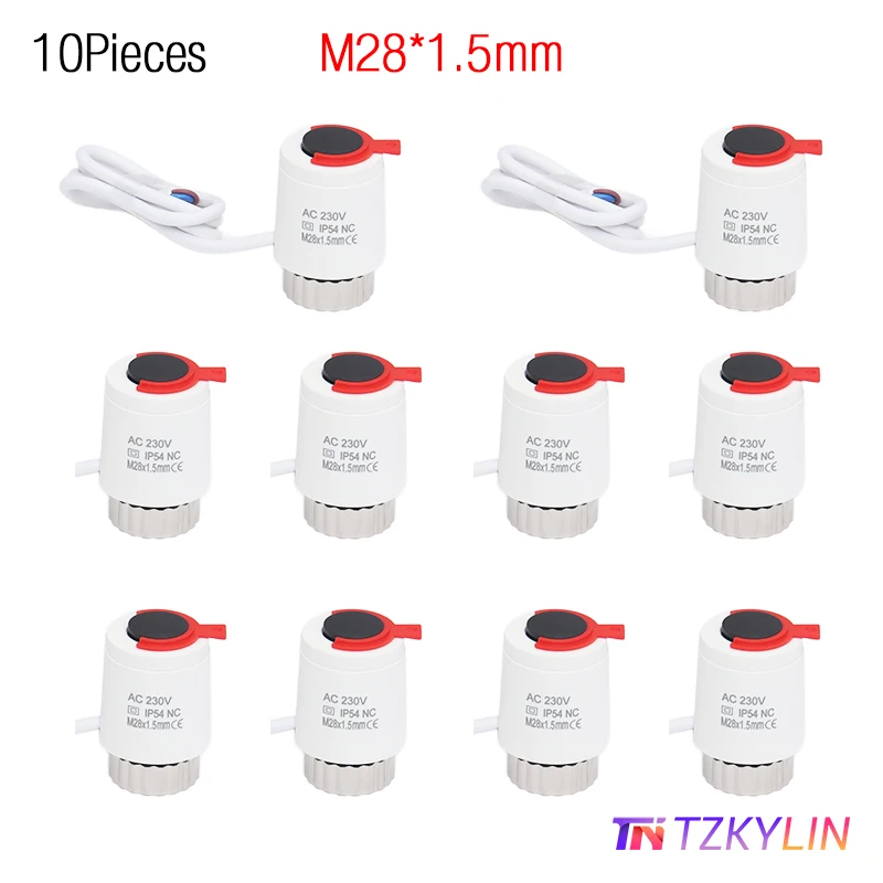 

1/5/10 шт. 230 В нормально закрытый NC M28 * 1,5 мм Электрический термопривод для подогрева пола TRV термостатический клапан радиатора