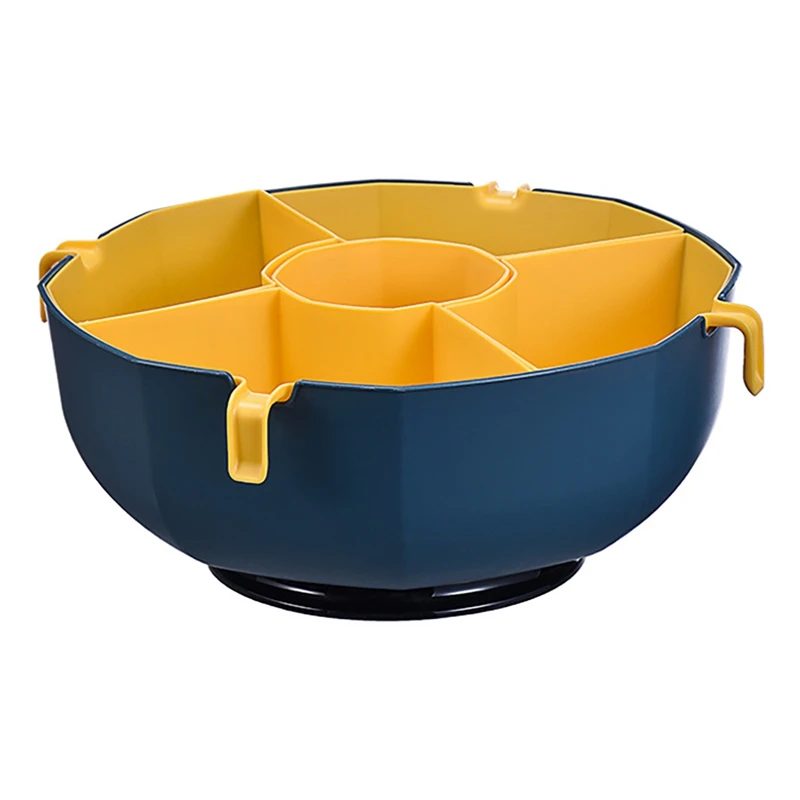 

Многофункциональная вращающаяся сливная корзина, сито для фруктов, корзина для закусок, пластиковая тарелка с несколькими ячейками для дом...