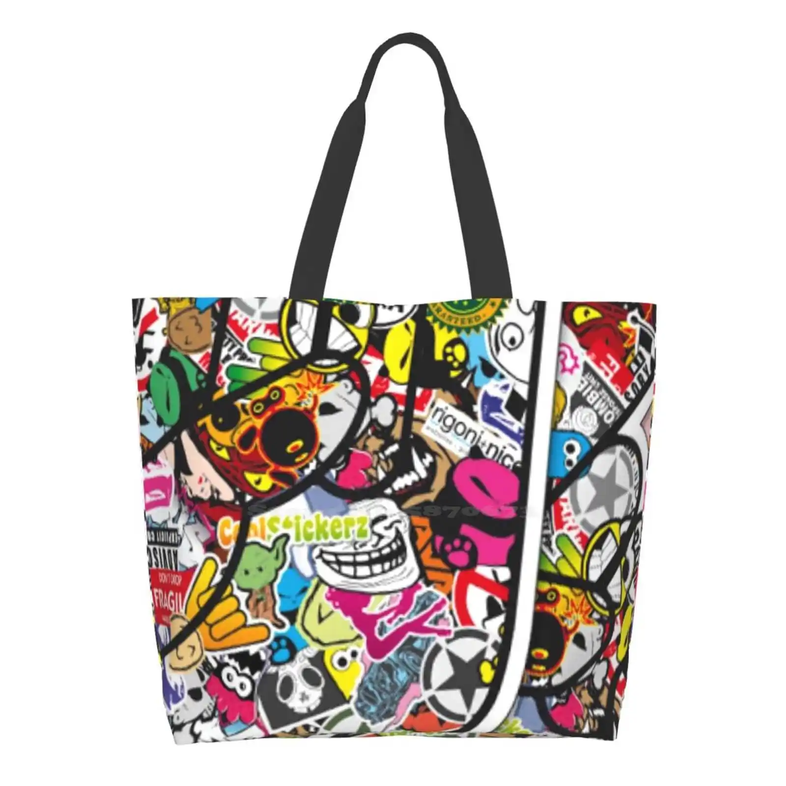 

Sticker Car Bomb Women Totes Shoulder Bags For Travel Girls Handbag Shopper Bag Cute Summer Flower Flowers Blue Fun Trendy