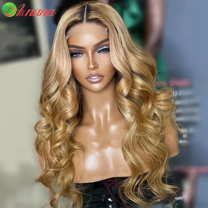 Honey Blonde Colored Straight/Body Wave13x4 Lace Frontal Wig Pre-Plucked Transparent Lace Closure Human Hair Wig For Black Women