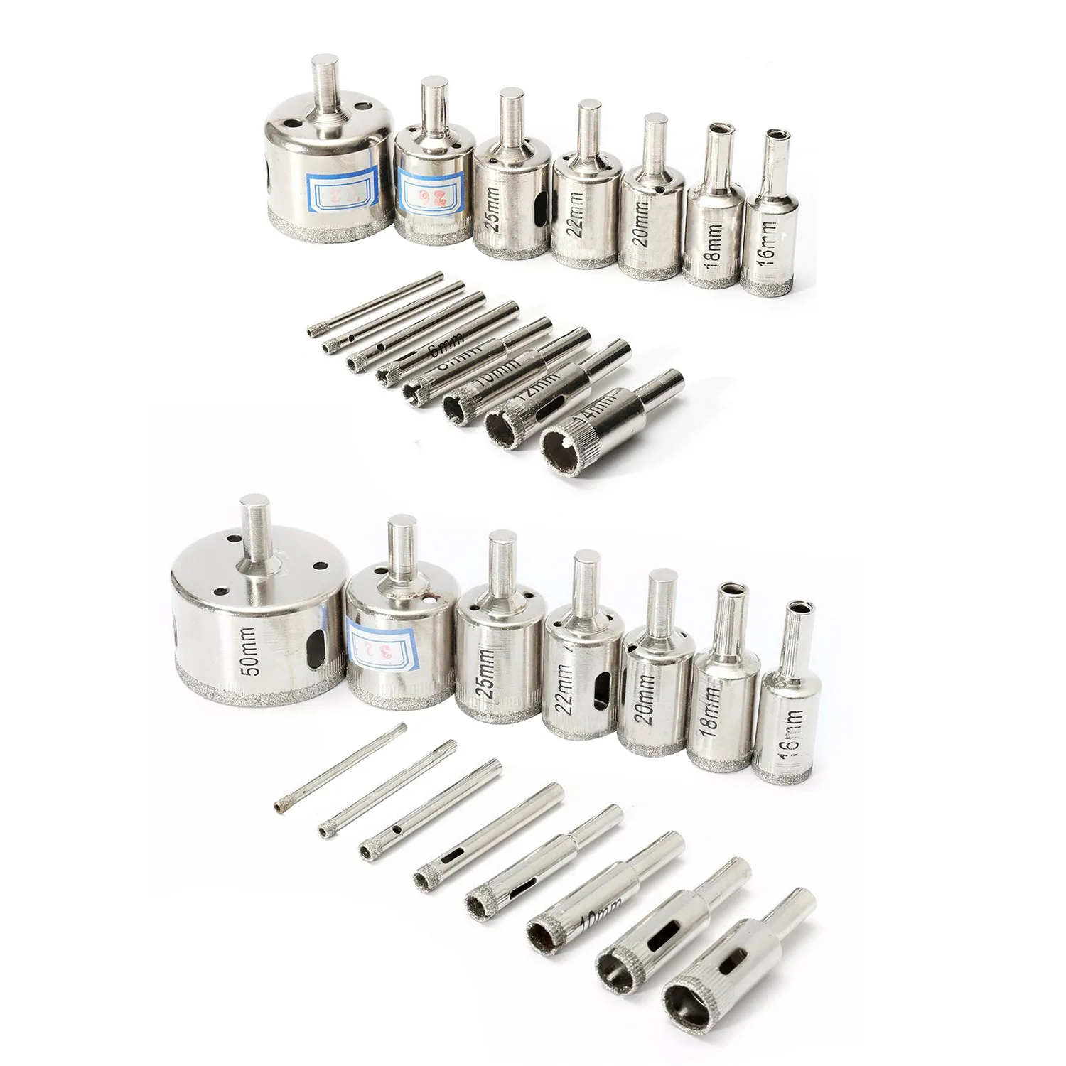 

30Pcs Drill Bit Hole Saw Cutter Tool Glass Marble Ceramic, 15Pcs 3-50Mm & 15PCS 3-42Mm