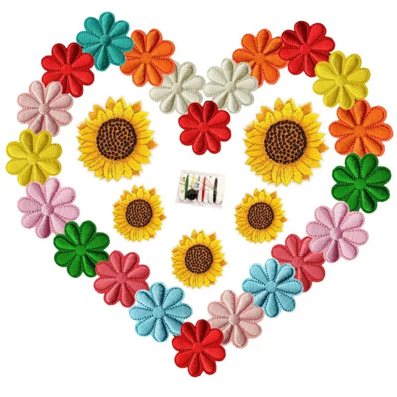 

31Pcs Sunflower Daisy Flower Iron on Patch Embroidered Appliques DIY Craft Patch Sew On for Clothes Backpack Hat Jean Jacket