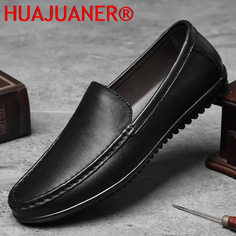 

High Quality Men's Casual Leather Comfortable Loafers Man Wedding Dress Slip on Driving Round Toe Shoes Walking Flats Shoes