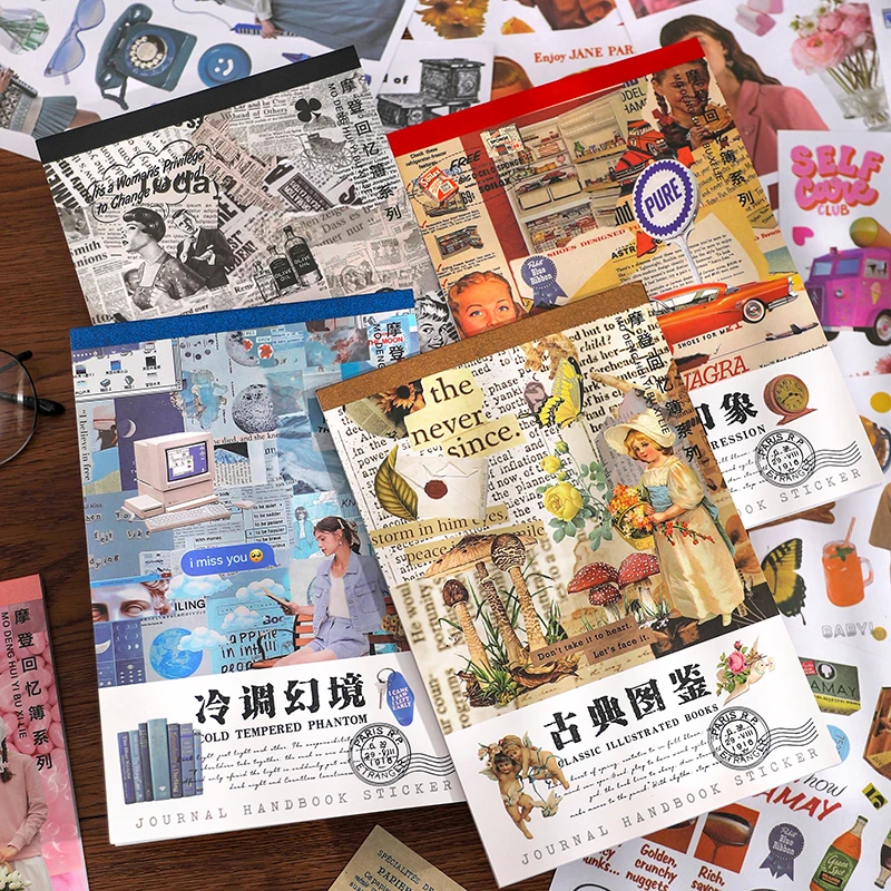 

Decor 20sheets/pack Vintage Washi Stickers Book for Deco Scrapbooking DIY Creative Stationery Junk Journal Deco Label Sticker