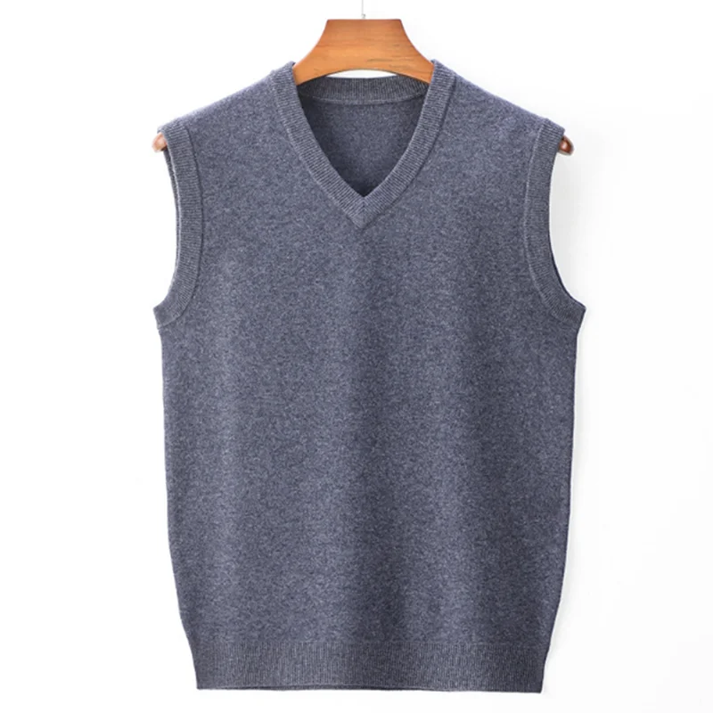 Свитер мужской с v-образным вырезом красный/черный из 100 шерсти