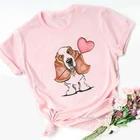 Женская одежда Kawaii, футболки с принтом пуделяшнауцераСеймурайоркширского терьера и животных, женская летняя розовая футболка, женские футболки, топы