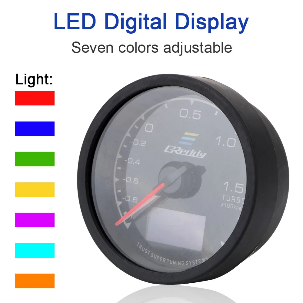 Автомобильный датчик с ЖК-дисплеем измеритель турбонаддува 7-цветным дисплеем