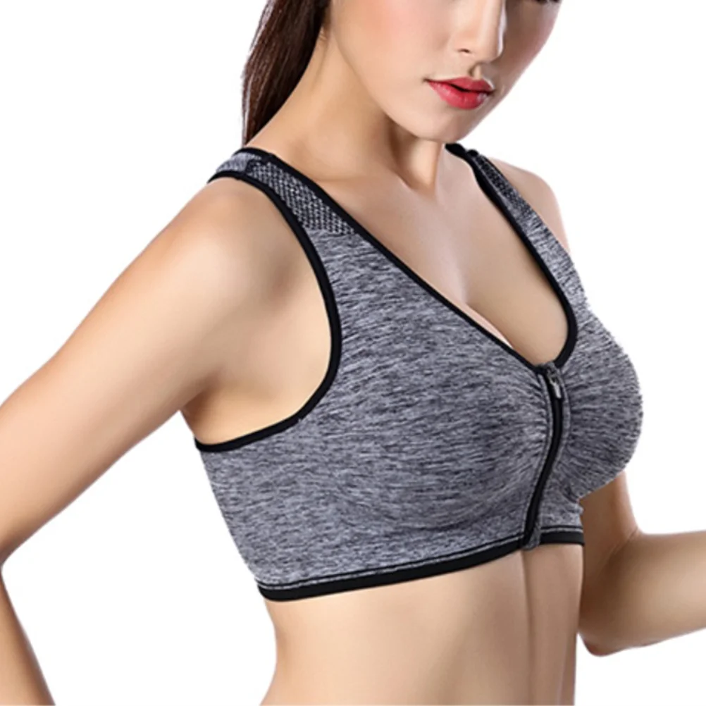 

Support Bras Sports Women Womens Athletic Tank Top Push Workout Tops Running Front Zipper Gym