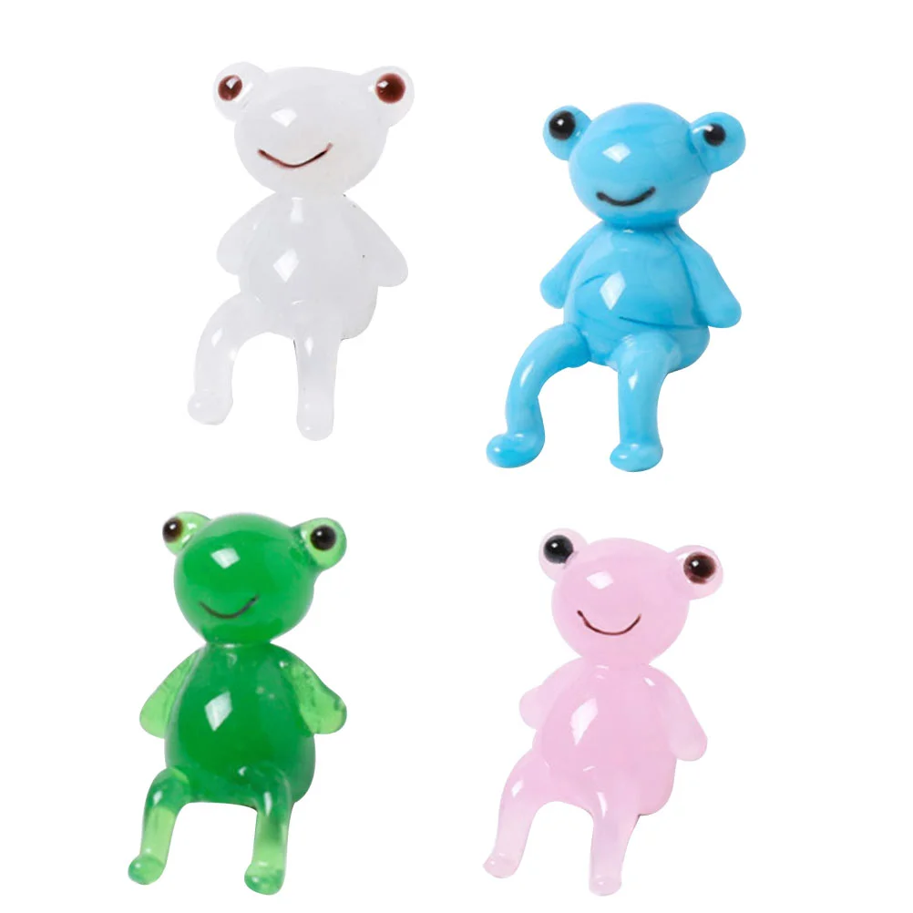 

1 Set Decorative Glass Animal Decoration Frog-shape Tabletop Adorn Glass Crafts