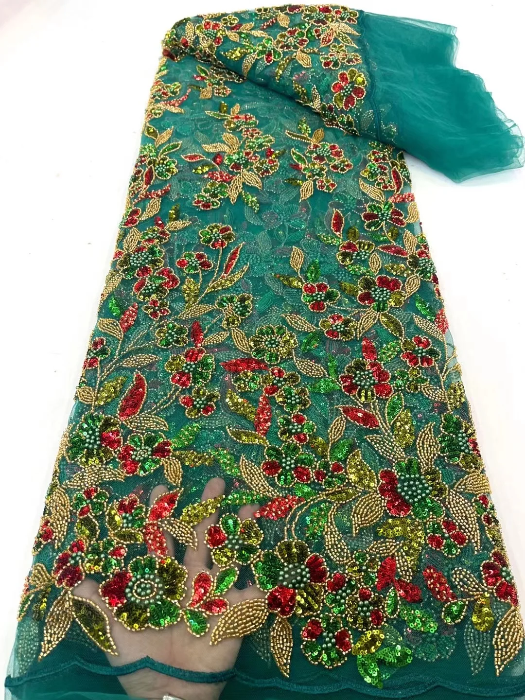 

Изысканная африканская Тяжелая сетчатая кружевная ткань ручной работы с бусинами французская вышивка блестками сетчатая кружевная ткань ручной работы для нигерийской свадьбы