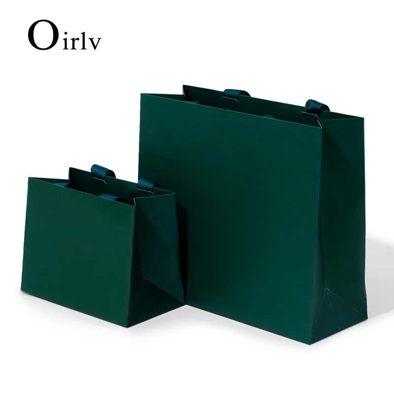 

Oirlv 10 pcs/lot Fresh Green Special Paper Jewellery Bags with Ribbon for Jewelry and Gift Shop Party Favors Paper Pakaging Bags