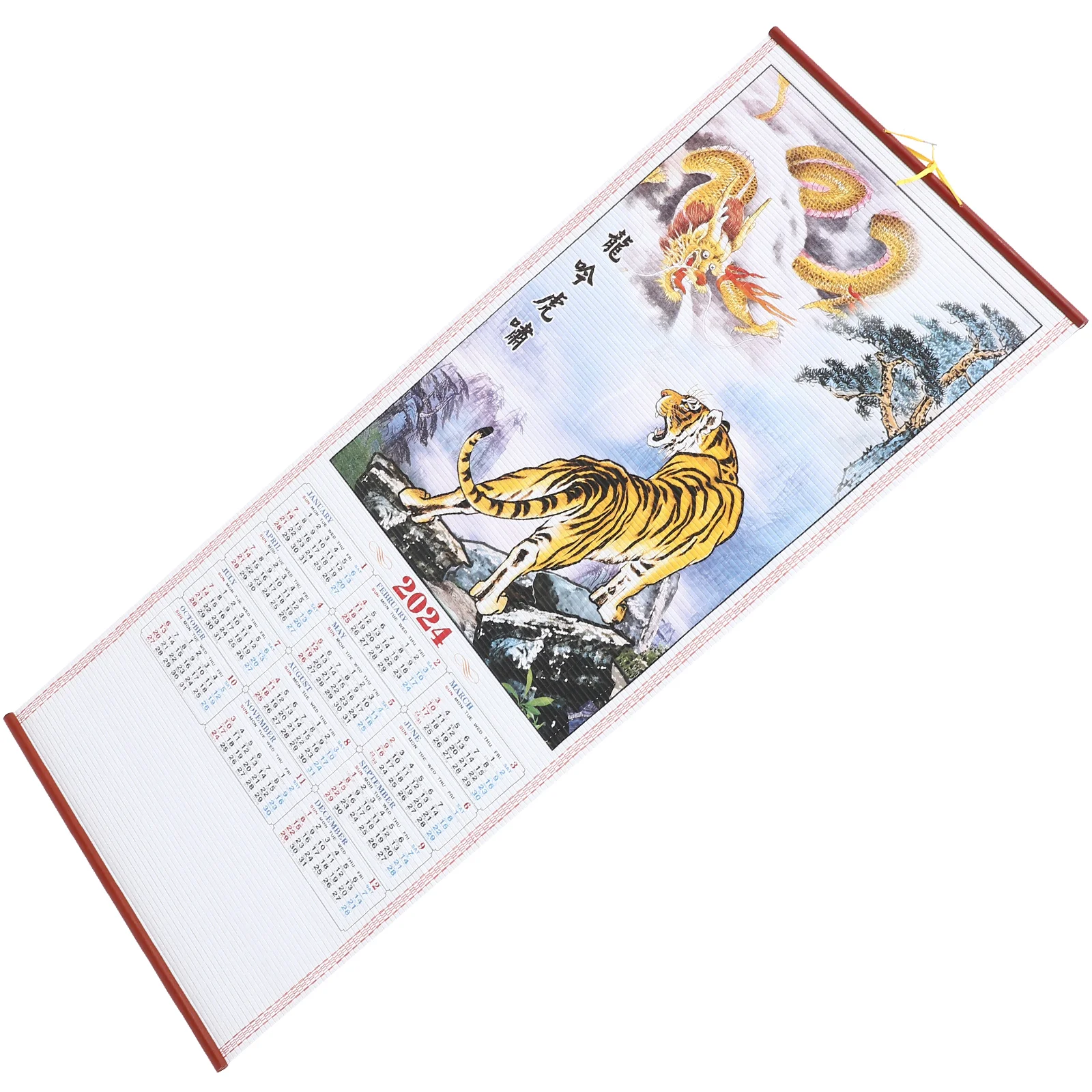 

Room Decor Calendar 2024 Wall Office Tradition Chinese Scroll Imitation Rattan Living Decorations Hanging